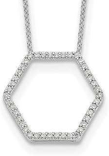 Diamond2Deal 14k Gold Lab Grown Diamond Hexagon Pendant Necklace