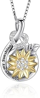 Sunflower Necklace for Women, Love Heart Pendant Necklace You Are My Sunshine Jewelry, Mothers Day Gifts Necklaces Gifts for Mom Wife Girlfriends Daughter