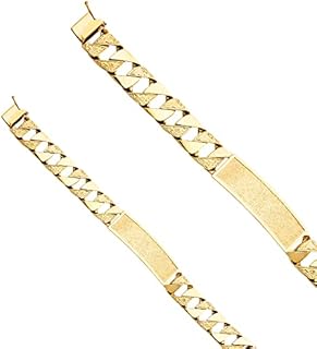 14KY Nugget Cuban Link ID Bracelet - 8.5" | Gold Chain Bracelet for Men’s and Women’s | Solid Gold Bracelets for Womens Mens Girls Boys 14k Real | Birthday Valentines Gifts For Adults | Weight 44 | Jewelry Gift Box | Men’s Jewelry