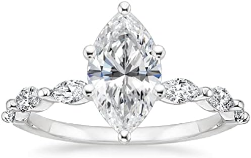 ERAA Jewel 1.0 CT Marquise Colorless Moissanite Engagement Ring, Wedding Bridal Ring Set, Eternity Silver Solid 10K 14K 18K Gold Diamond Solitaire Prong Set Anniversary Promise Gift for Her