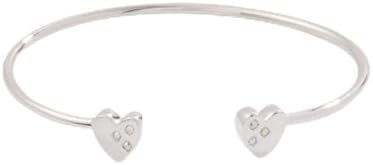 Alex and Ani AA734722SS,Hearts and Crystal Accents Flex Cuff,Shiny Silver,Silver, Bracelets