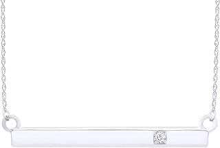 Jewel Zone US Natural Diamond Bar Pendant Necklace 14k Gold Over Sterling Silver