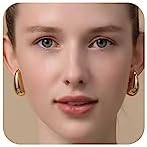 Large Hypoallergenic Brass Teardrop Earrings for Fashionable Women - Lightweight Chunky Gold Hoop Design