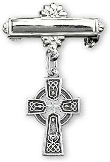 Sterling Silver Bar Pin+925 Sterling Silver Catholic Brooch+Celtic Knot Cross Design+for Faithful Believe+No Gemstone