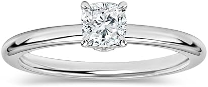 10K Rose Gold Cushion Cut Lab-Grown White Diamond Solitaire Engagement Ring for Women