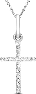 1/20 Carat | 10K White Gold | IGI Certified Lab Grown Diamond Cross Pendant Necklace With Silver Chain | HI-SI1-SI2 Quality Friendly Diamonds Cross Pendant