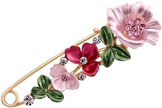 Women's Butterfly Crystal Brooch with Butterfly Clasp and Pink Tulip Design - Enamel Rhinestone Pin for Birthday, Wedding, Party Accessory Jewelry Gifts