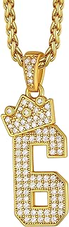 Richsteel Baseball Necklace for Men Number Pendant 18K Gold Plated Chain for Women with Cubic Zirconia for Rapper Athlete with Gift Box