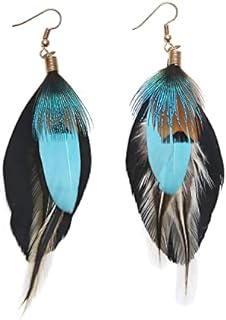 Lureme Bohemian Jewelry Multicolor Drop Shaped Peacock Feather Hook Dangle Earrings (02003508)