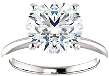 Lalit Gems 3.50 CT Round Moissanite Engagement Rings 10K 14K 18K Solid Gold Moissanite Diamond Ring 925 Sterling Silver Solitaire Engagement Wedding Ring