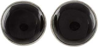 Handcrafted Sterling Silver Round Jade Stud Earrings with Push Back Design for Unisex, Intense Black on Green Harmony, Authentic Guatemalan Artistry