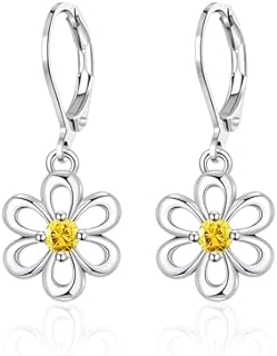 Flower Earrings Daisy/Sunflower Leverback Earrings Dainty Flower Drop Dangle Earrings Flower Jewelry for Girls Women Birthday Gifts