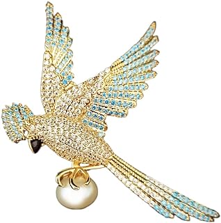 Handcrafted 14K Gold Moissanite Canary and Dove Brooch Pin, Exquisite Shawl Buckle Pearl Accessory, Unique Animal-Themed Jewelry, Stunning Birthday Gift for Her, Ideal for Bird Lovers
