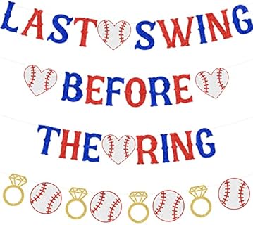 Baseball Bachelorette Party Decorations, Last Swing Before The Ring Banner Baseball Diamond Ring Garland, Sports Themed Bridal Shower Engagement Wedding Party Supplies