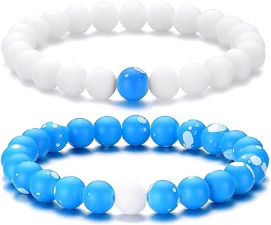 Beaded Stretch Bracelets for Men and Women 8mm Bead Matching Bracelets Unisex BFF Jewelry for 2