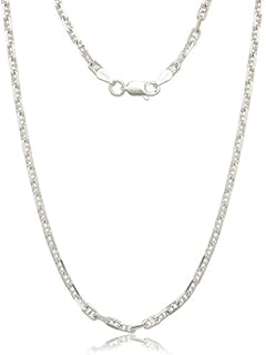 JewelryWeb Sterling 925 Silver Italian 3mm Dimensional Anchor Mariner Chain Necklace (16-30") - Made in Italy - Unisex - Anchor Chain for men and women