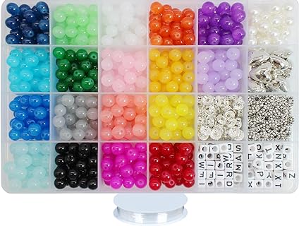 PAMIR TONG 1000pcs 8MM Glass Bead Sets for Jewelry Making Kit Bracelets Beads Supplies,Imitative Jade Beads Crystal Spacer Beads Bracelet Loose Bead Sets for Jewelry Making DIY Crafts