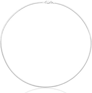 1mm Sterling Silver 925 Italian Omega Snake Link Chain Necklace with Lobster Clasp - Available in Various Lengths