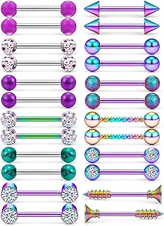 thumbnail image 2 of Luxe Modz 10-Pack 14G 16mm Surgical Steel Barbells – Multi-Color For Tongue Or Nipple 2 of 6