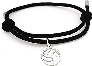 MOYI Volleyball Charm Bracelet Adjustable Stainless Steel Rope Player Sport Cute Jewelry Gifts for Women Men Girls