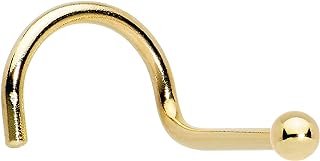 Body Candy Solid 14k Yellow Gold 1.5mm Ball Right Nose Stud Screw 20 Gauge 1/4"