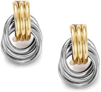 Chunky Gold Statement Earrings for Women Trendy,Fashion Gold Knot Geometric Drop Dangle Earrings Minimalist Gold Jewelry for Women Teen Girls