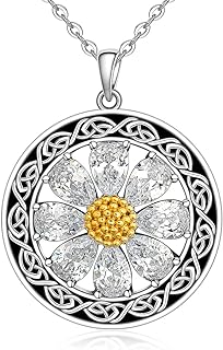 Daisy Necklace Axolotl Moth Cat Raccoon Cardinal Necklaces Snowflake Four Leaf Clover Necklace Christmas Santa Claus Pendant for Women Sterling Silver