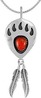 Turquoise Bear Paw Necklace 925 Sterling Silver Pendant & 18" Chain