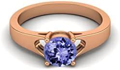 MOONEYE 925 Sterling Silver Solitaire Wedding Engagement Rings 6mm Round Tanzanite Statement Ring for Women