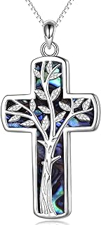 LUHE Cross Necklace Sterling Silver Religious Cross Pendant Necklace Birthday Christmas Jewelry Gifts for Women Girls Unisex