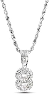 Sparkling Stainless Steel 1-9 Number Pendant Necklace with Cable Chain for Men, Women & Girls, Ideal Birthday/Anniversary Gift