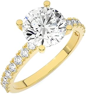 Solid 10k Gold Prong-set Moissanite Engagement Ring for Women, Round Solitaire 1.5ct Design in G-H Color, VVS1 Quality