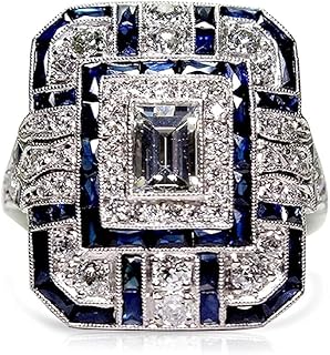 Exquisite Platinum Plated Statement Cocktail Ring with Cubic Zirconia Gems for Women and Girls - Bold Circular Full Finger Design