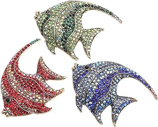 Pin Clasp Gemstone Seahorse Brooch in Tropical Fish Design - Set of 3, Multicolor Accessory for Men and Women