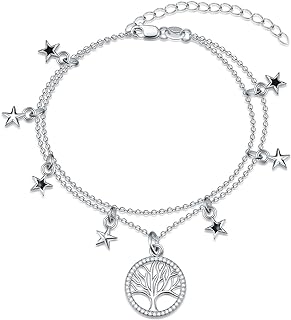 Charmed Memories Bracelet - S925 Sterling Silver, Tree of Life Design with Star Layer, Lobster Claw Clasp, Box & Link Chain - Ideal Gift for Mom, Wife, Girlfriend