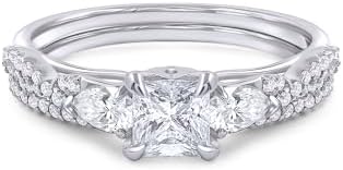 1.40Cttw Lab-Created Moissanite Diamond Infinity Bridal Set - Princess & Pear Cut, Sterling Silver with 14K Rose Gold Plating, VVS1 Clarity, G-H Color