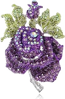 EVER FAITH Mothers' Gifts Austrian Crystal Enamel Rose Flower Leaf Brooch