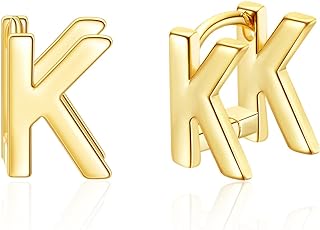 14K Gold Plated Initial Stud Earrings with Push Back Finding for Women and Girls - Hypoallergenic and Dainty