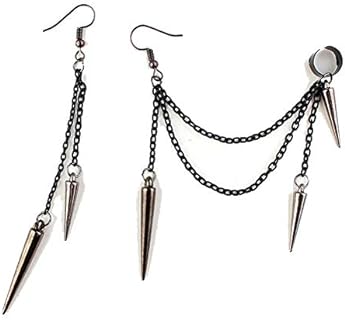 Single Long Chain Dangle Earring Threader Tassel Ear Cuff Black Punk Drop Earring for Women Men Y