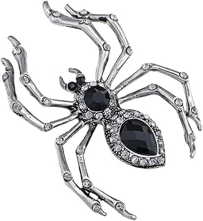Alilang Halloween Crystal Rhinestone Black Belly Spider Brooch Pin