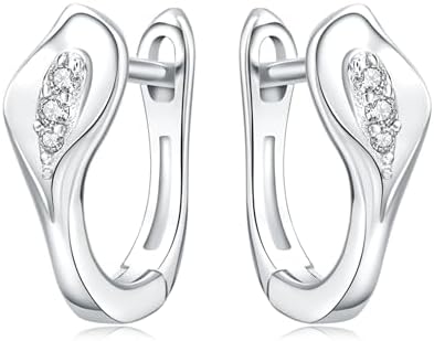 Cycuff Horseshoe Hoop Earrings in 925 Sterling Silver with Secure Back Finding, Colorful Cubic Zirconia - Perfect for Women and Teen Girls