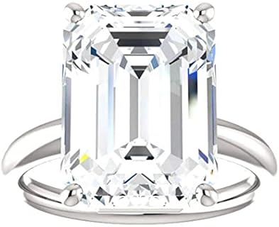 Nitya Jewels 10 CT Emerald Cut Moissanite Engagement Ring Handmade Diamond Solitaire Set Wedding Ring Bridal Her For Women Ring For Gift