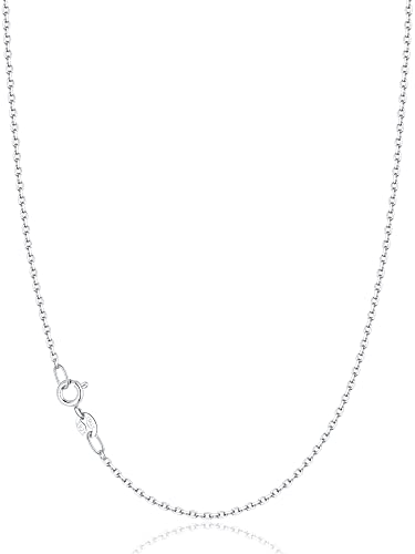 1.3MM Italian Solid 18k Gold Over 925 Sterling Silver Chain Necklace for Women Girls, Hypoallergenic Cable Chain Sturdy & Shiny Women's Chain Necklaces 14 16 17 18 20 22 24 Inch
