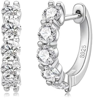 Sterling Silver Moissanite Hoop Earrings with D Color Grade for Women and Girls - Hypoallergenic and Versatile Design Jewelry Gift