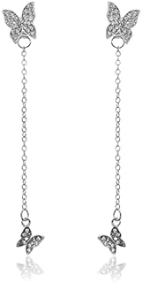 Silver Butterfly Earrings for Girls - Silver Dangle Earrings Butterfly Crystal Drop Earrings for Women Sterling Silver Dangle Earrings for Women - Butterfly Earrings for Women Butterfly Accessories