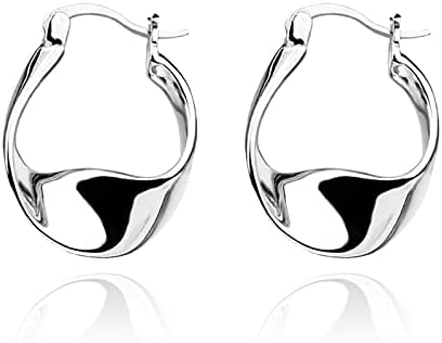Small Silver Huggie Hoop Earrings for Women with Hinged Hoop Back, Cubic Zirconia Accents, Crafted in Sterling Silver and 14K White Gold
