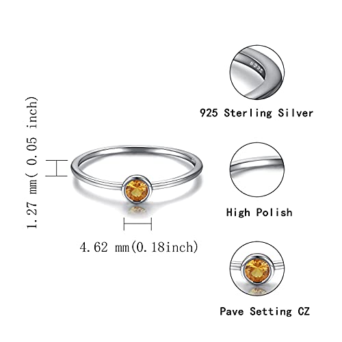 Simple Birthstone Rings for Women Girls Jewelry 925 Sterling Silver Colorful Cubic Zirconia Stackable Promise Ring Gift for Her