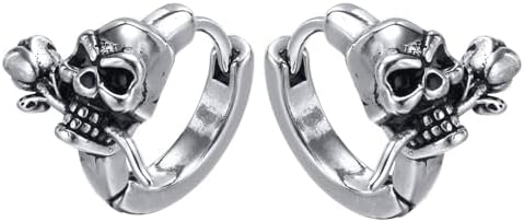 skull earrings for Women Girl Ladies,Rose inlay skull Hoop earrings.