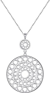 S925 Sterling Silver Long Chain Sweater Necklace for Women Statement Pendant Fringe Necklaces Jewelry Gift