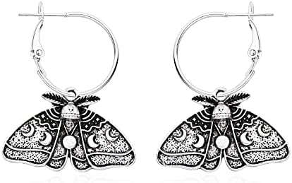 Moth Butterfly Hoop Earrings Luna Death Moth Earrings Gothic Witch Earrings Christmas Jewelry Gift For Women
